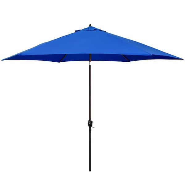 Astella 11 ft. Aluminum Market Patio Umbrella with Crank Lift and Push-Button Tilt in Polyester Pacific Blue