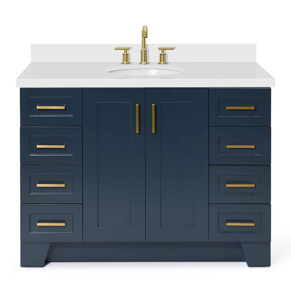Midnight Blue and White Quartz 49-Inch Single Bathroom Vanity