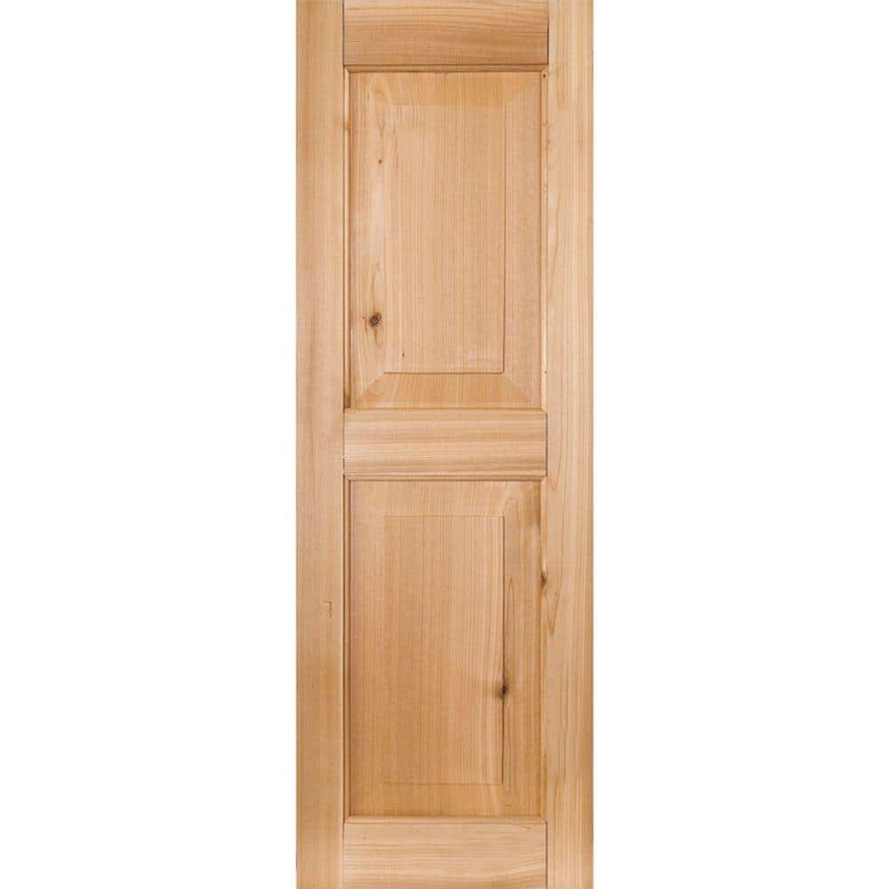 Unfinished Pine Raised Panel Rectangular Shutters (15" x 33")
