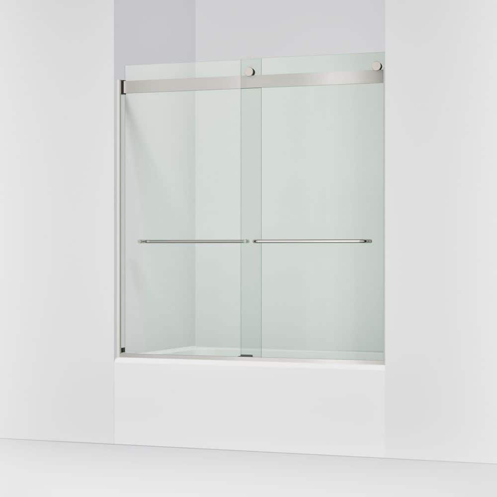 KOHLER Levity 56-60 in. W x 62 in. H Semi-Frameless Sliding Tub Door in  Matte Nickel with 1/4 in. Thick Clear Tempered Glass K-706004-L-MX - The  Home ...