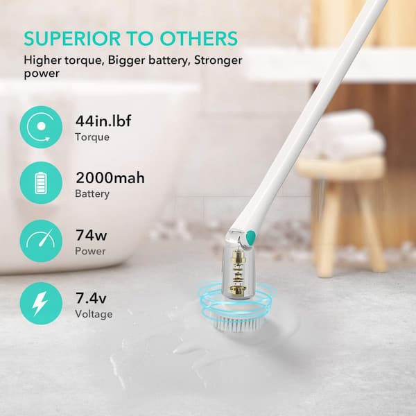 43.3 in. Multi-Purpose Surface Power Scrubber Cleaner Scrub Brush with  Adjustable Extension Arm 5 Replaceable Heads M5TT20221115001 - The Home  Depot