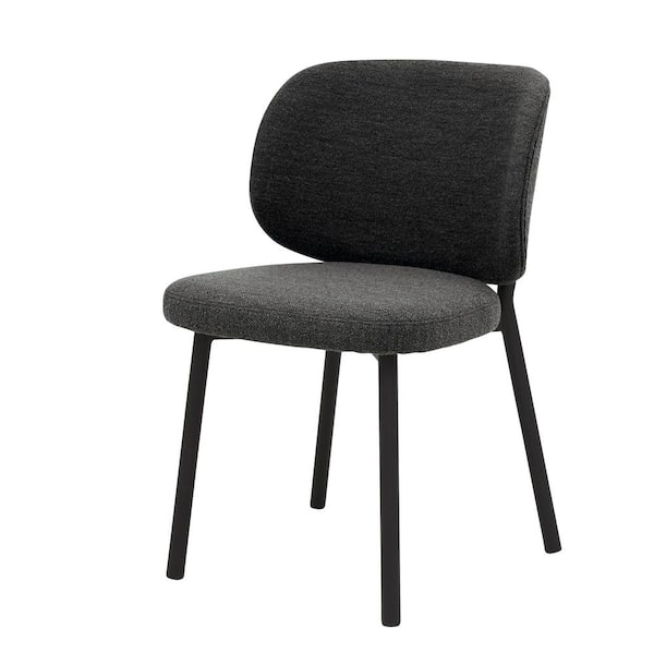 Unbranded Deep Grey Boucle Chairs with Black Steel Legs, (set of 2)