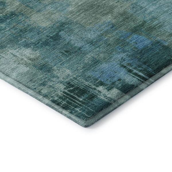 Mayfield Premium Machine Washable Abstract AMF2069 Teal 3 ft. x 4 ft. Area Rug