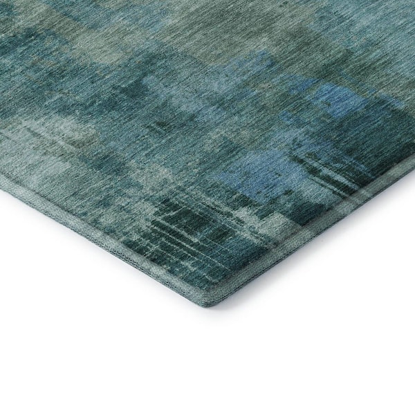 Mayfield Premium Machine Washable Abstract AMF2069 Teal 8 ft. x 10 ft. Area Rug