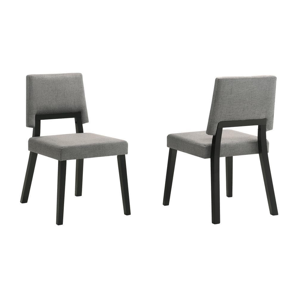 Gray and Black Fabric Wooden Frame Dining Chair (Set of 2) -  Benjara, BM308860