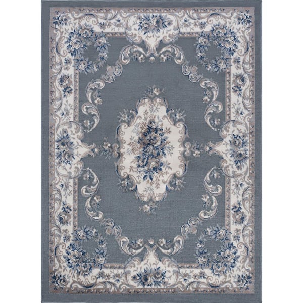 Hampton Oriental Gray 8 ft. x 10 ft. Indoor Area Rug