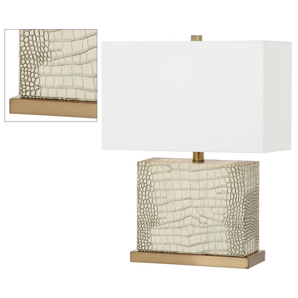 Delia Cream Faux Snakeskin 21-inch Traditional Table Lamp
