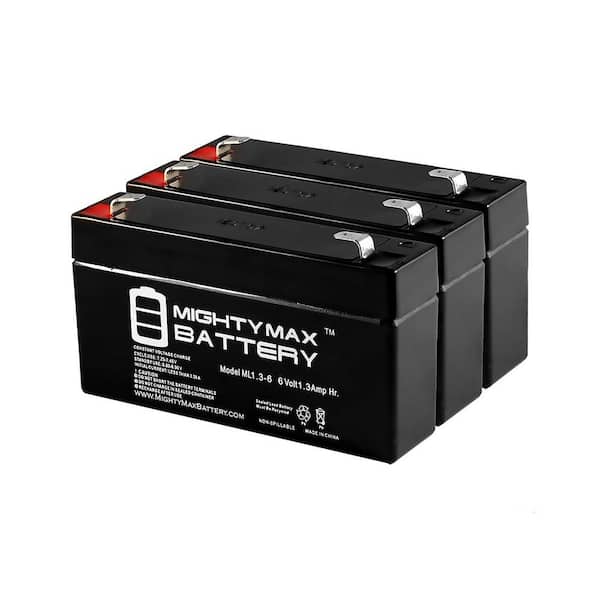 MIGHTY MAX BATTERY 6V 1.3Ah Battery for Exit Signs - 3 Pack