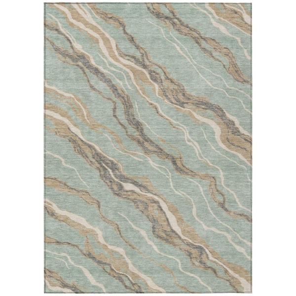 Chantille Machine Washable Indoor/Outdoor Abstract ACN2953 Seafoam 10 ft. x 14 ft. Area Rug