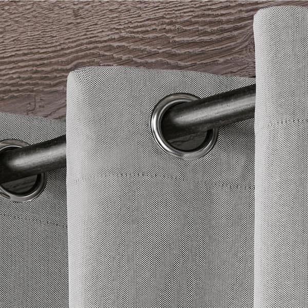 Biscayne Silver Solid Light Filtering Grommet Top Indoor/Outdoor Curtain, 54 in. W x 84 in. L (Set of 2)