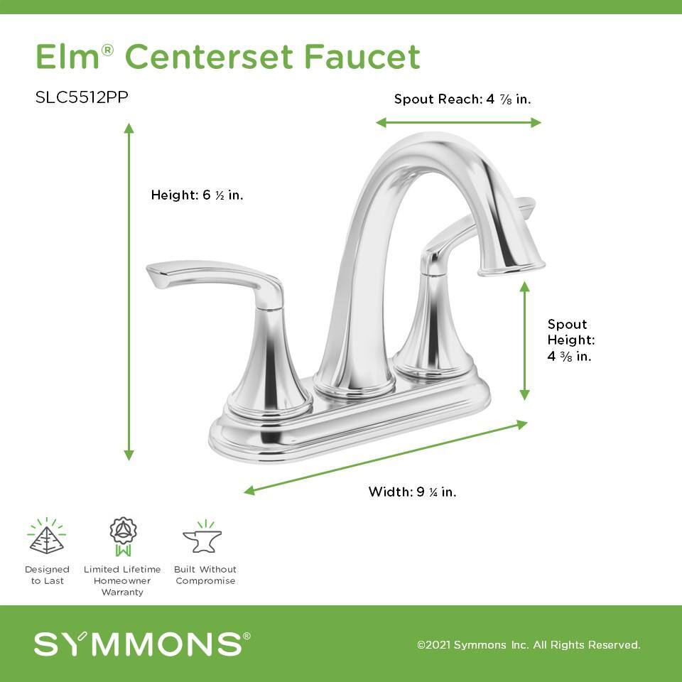 Elm 4 in. Polished Chrome Centerset Bathroom Faucet with Push Pop Drain