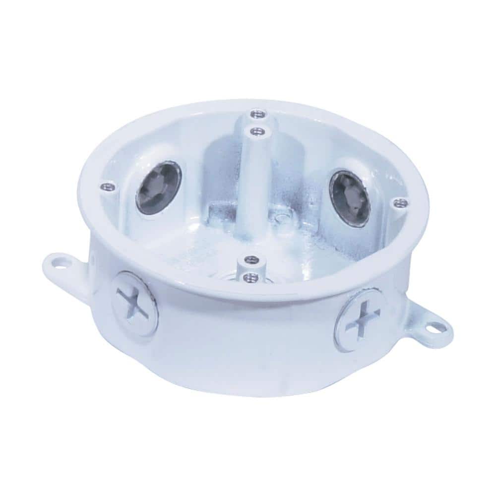 White Steel 4-Inch Round Outdoor Junction Box