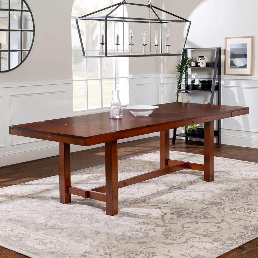 Farmhouse Rustic Extendable Dining Table in Dark Oak