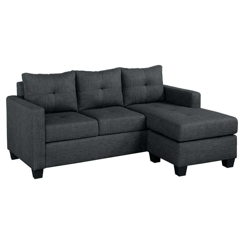 Charley 78 in. Straight Arm Textured Fabric Reversible Sectional Sofa