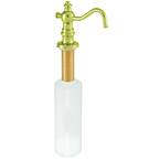 Victorian Style Kitchen Sink Deck Mount Liquid Soap/Lotion Dispenser with Refillable 12 oz Bottle, Polished Brass