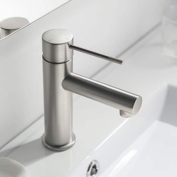 Single Hole Blaze-T Single Handle Bathroom Vessel Sink Faucet with Pop Up Drain in Brushed Nickel