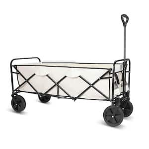 8 cu.ft. Oxford Fabric Iron Frame Wagon Heavy-Duty Folding Portable Hand Cart Camping Garden Cart with Universal Wheels