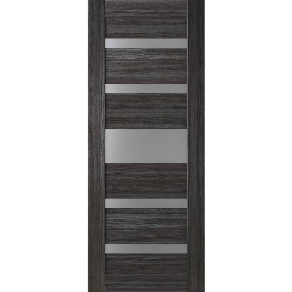 "Gina 18""x 96"" No Bore Solid Composite Core 7-Lite Frosted Glass Gray Oak Finished Wood Composite Interior Door Slab" price history on PriceWatchPro