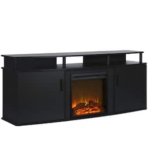 Windsor 63.1 in. Freestanding Electric Fireplace TV Stand in Black, Fits TVs up to 70 in.