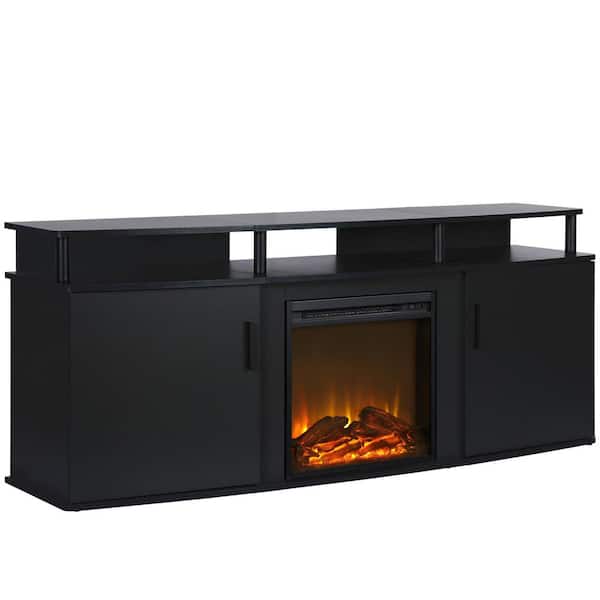 Ameriwood Home Windsor 63.1 in. Freestanding Electric Fireplace TV Stand in Black, Fits TVs up to 70 in.