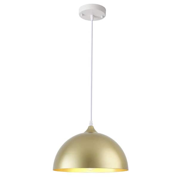 1-Light Copper-Gold Vintage Pendant Hanging Light with Metal Shade for Bedroom