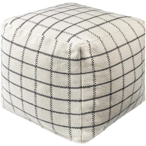 Charmaine Off-White Cottage Polyester 18 in. L x 18 in. W x 18 in. H Pouf
