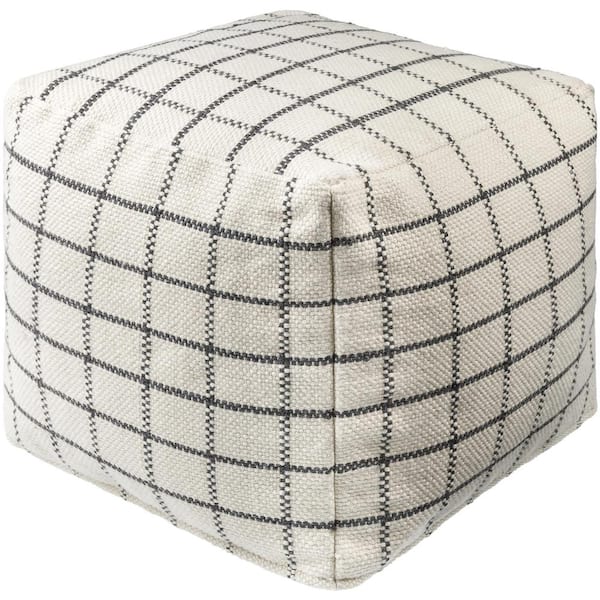 Artistic Weavers Charmaine Off-White Cottage Polyester 18 in. L x 18 in. W x 18 in. H Pouf