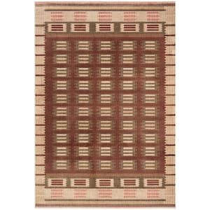 Nourison Nordic Ivory Rust 5 ft. x 7 ft. Linear Contemporary Area Rug ...