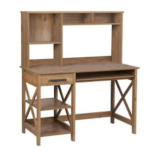 Houston 47.24 in. Rustic Brown Writing Desk with Hutch