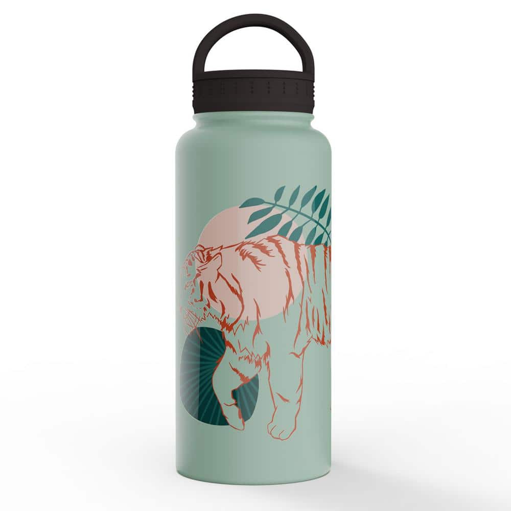 Liberty 32 oz. The Mighty Jungle Sea Foam Insulated Stainless Steel Water Bottle with D-Ring Lid, The Mighty Jungle Seafoam -  DW322201404