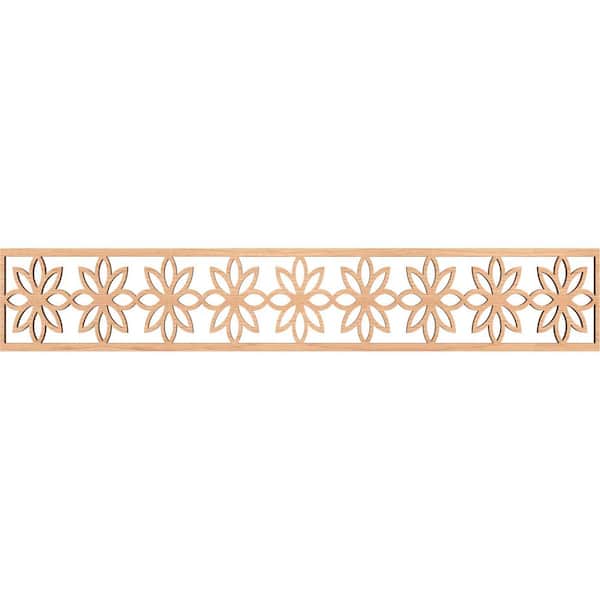 Ekena Millwork Daisy Fretwork 0.375 in. D x 46.625 in. W x 8 in. L Hickory Wood Panel Moulding