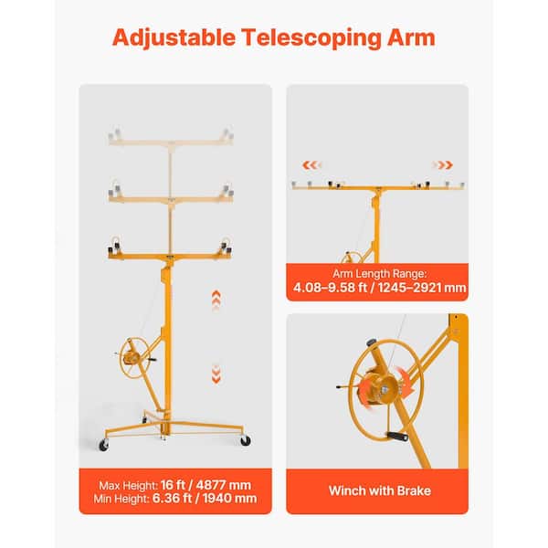 VEVOR 16 ft. Drywall Lift, 150 lbs. Heavy-Duty Panel Hoist with