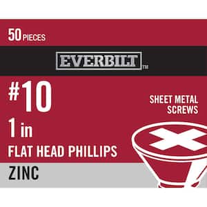 #10 x 1 in. Phillips Flat Head Zinc Plated Sheet Metal Screw (50-Pack)