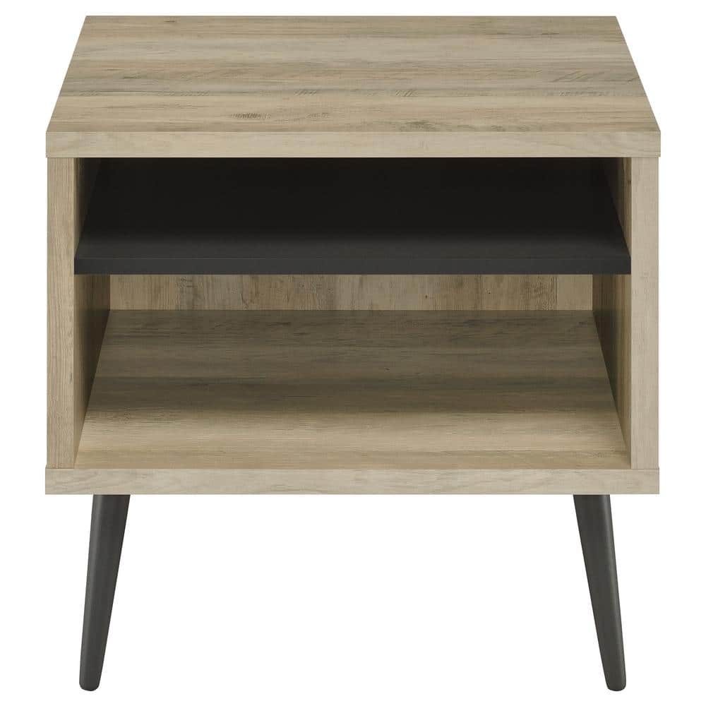 Welsh Mid Century Modern Pine and Gray Wood End Table