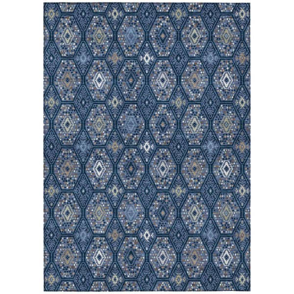 Chantille Machine Washable Indoor/Outdoor Abstract ACN2471 Navy 3 ft. x 4 ft. Area Rug