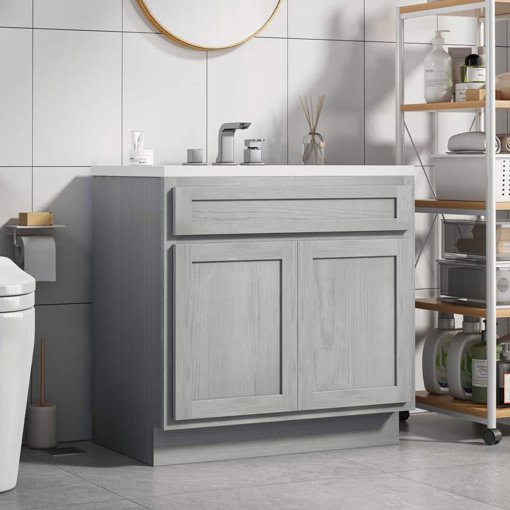 Silver 39 Inch Shaker Style Bathroom Vanity Cabinet