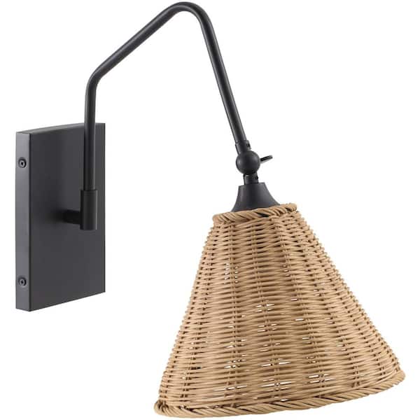 Livabliss Semilla SLL-001 14 in. L x 9 in. W x 14 in. H, Black/Brown, Wall Sconce
