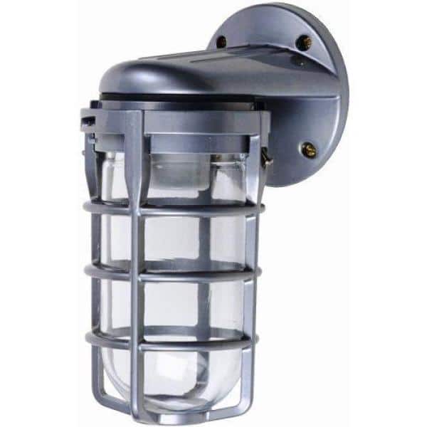 Industrial Silver 4" Hardwired Outdoor Wall Lantern