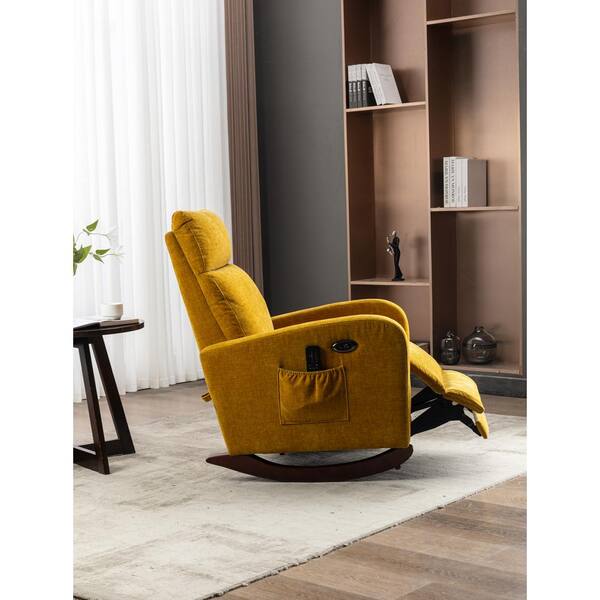 yellow high back armchair