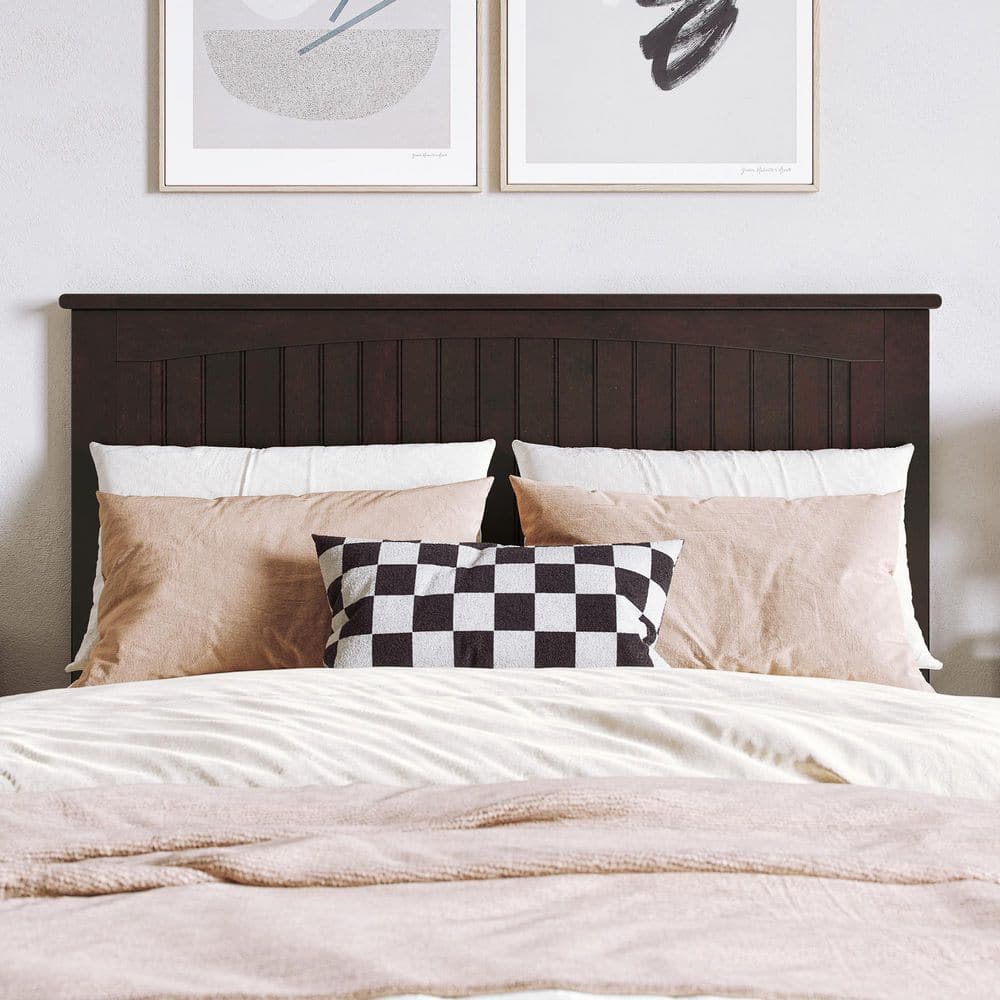 Espresso Full Wood Headboard with Attachable Charger