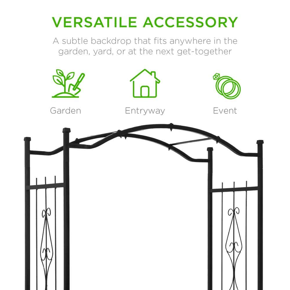 Black Steel Garden Arch Arbor with Wire Lattice for Climbing Plants