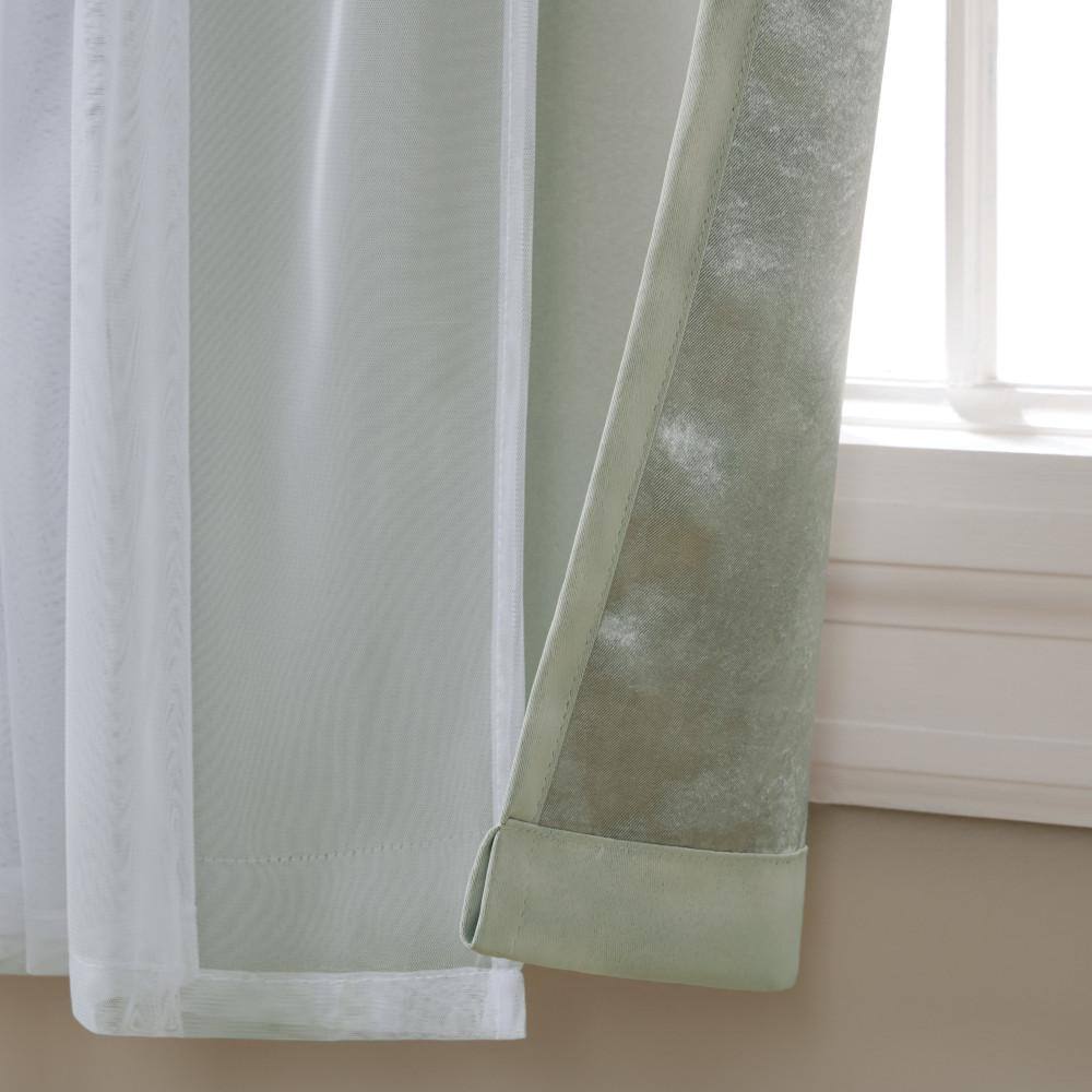 Soft Gray Double Layer Blackout and Sheer Grommet Curtains