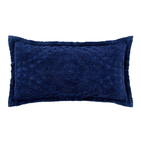 Better Trends Rio Collection Floral Design Navy King 100% Cotton Tufted Chenille Sham