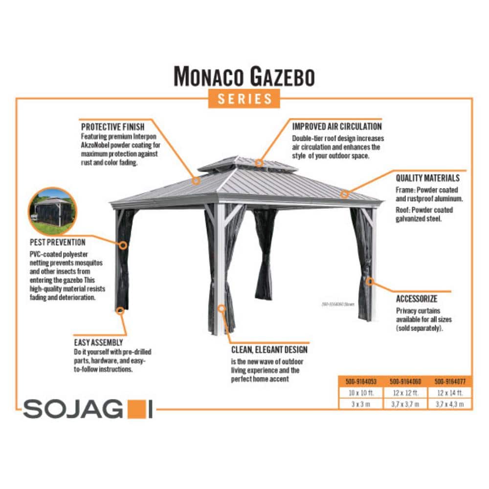 Monaco Champagne 10 ft. x 10 ft. Aluminum and Steel Gazebo