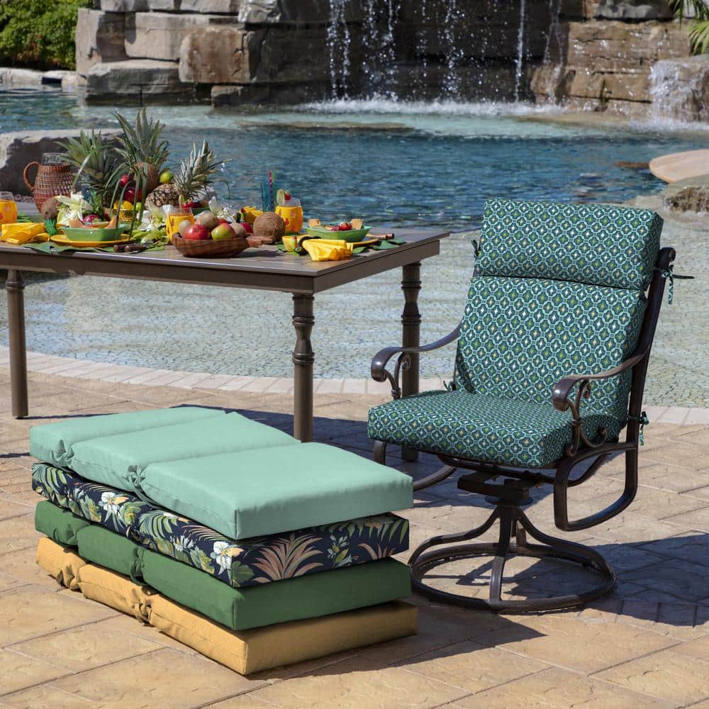 Alana Tile Blue and Green Outdoor Dining Chair Cushion