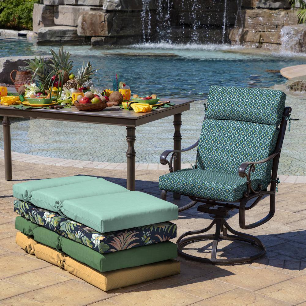 Alana Tile Blue and Green Outdoor Dining Chair Cushion