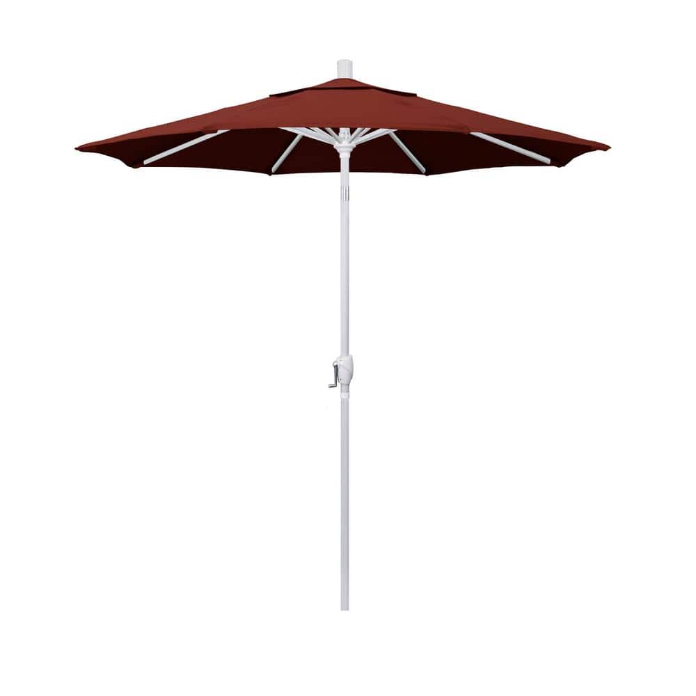 7.5 ft. White Aluminum Pole Market Aluminum Ribs Push Tilt Crank Lift Patio Umbrella in Henna Sunbrella price history on PriceWatchPro