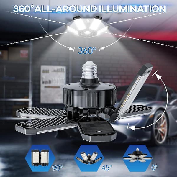 Lukyamzn 200W 20000LM LED Garage Lights 6 plus 1 Adjustable Panels