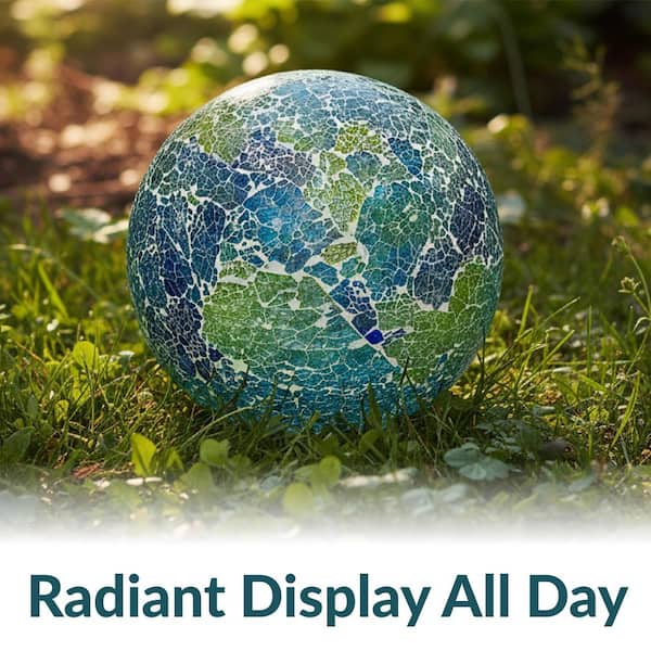 Sunnydaze Azul Terra Crackled Glass Mosaic Gazing Globe - 10 in
