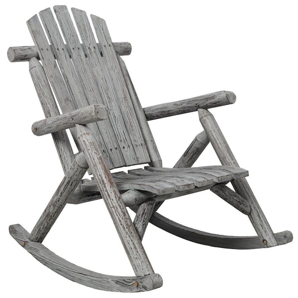 Tenleaf Light Grey Fir Wood Oversized Durable Outdoor Rocking